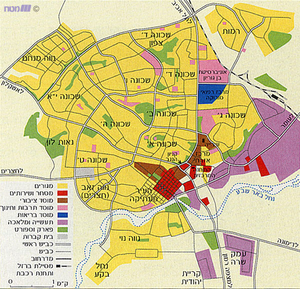 שימושי הקרקע של העיר באר שבע, 1999